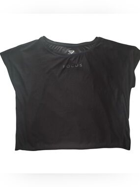 ACX Focus Active Women’s Black Crew Neck Boxy Slightly Cropped Top Size L